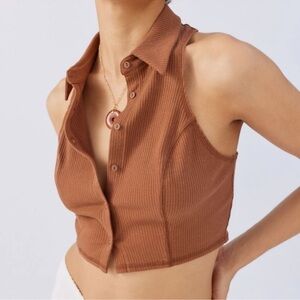 Urban Outfitters Clove Button-Down Vest Brown Tank Top Size medium Retro Edgy